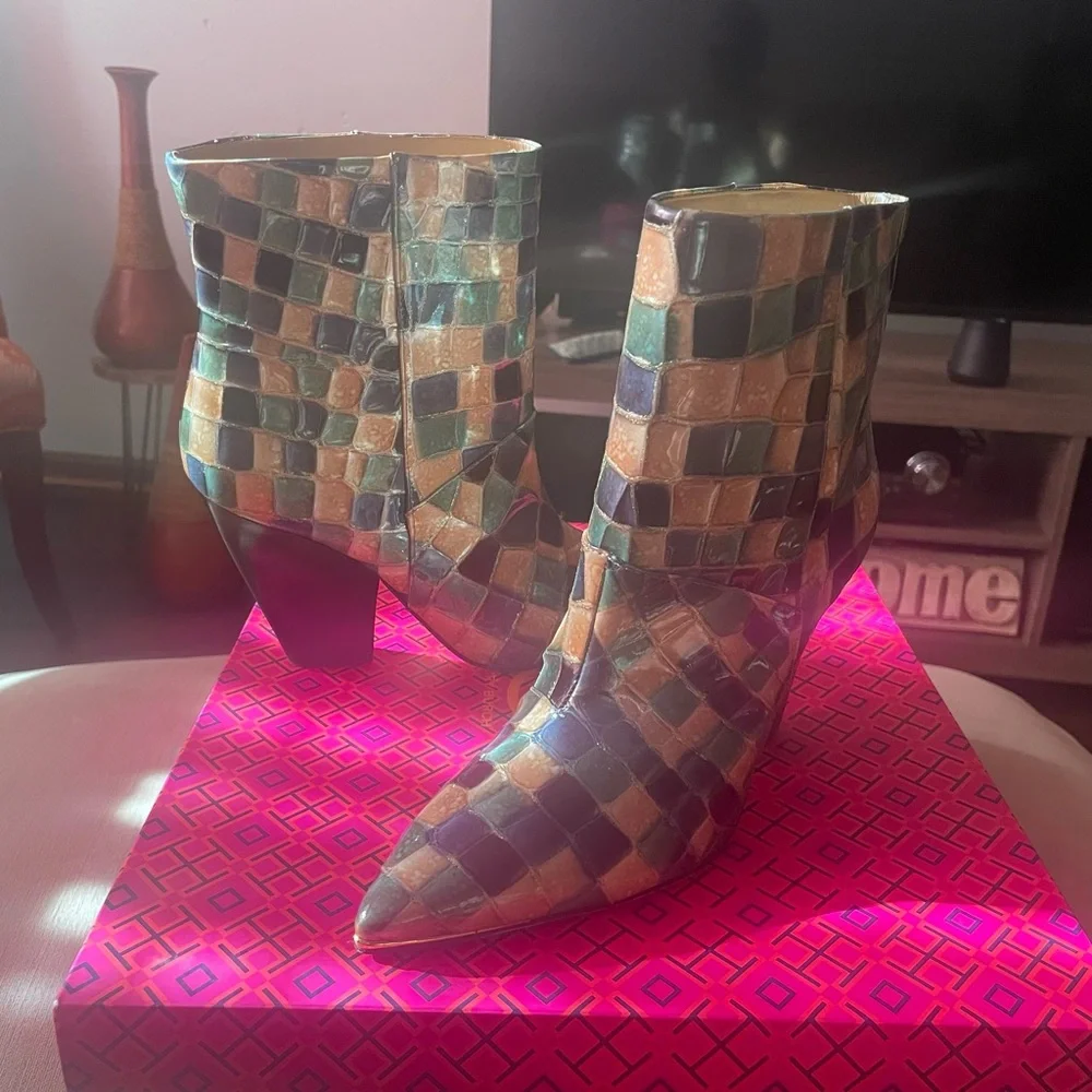 Tory Burch stained glass leather ankle boots - Picture 1 of 4